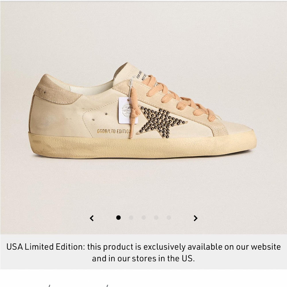 Golden Goose Super-Star LTD in leather with beige suede star with Swarovski stud